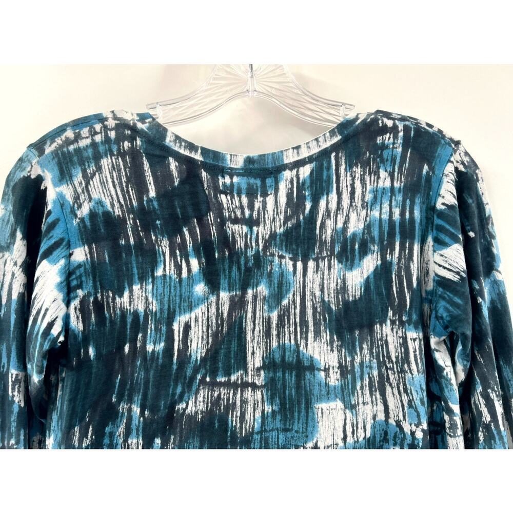 Heyne Bogut Women's Blue Abstract Print Scoop Neck Long Sleeve T-Shirt Size 1 - Picture 8 of 10